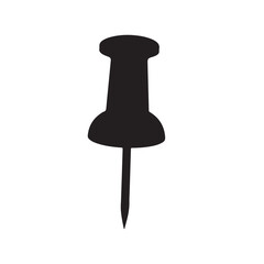 Black Push Pin Icon, Simple Vector Illustration