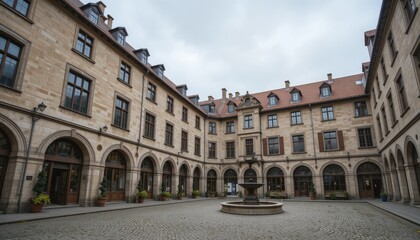 Historic old town hall buildings in European city squares