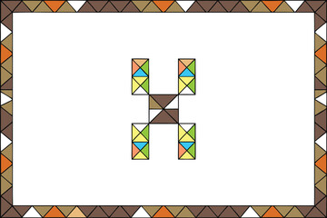 Colorful Triangle Pattern Border Frame Silhouette