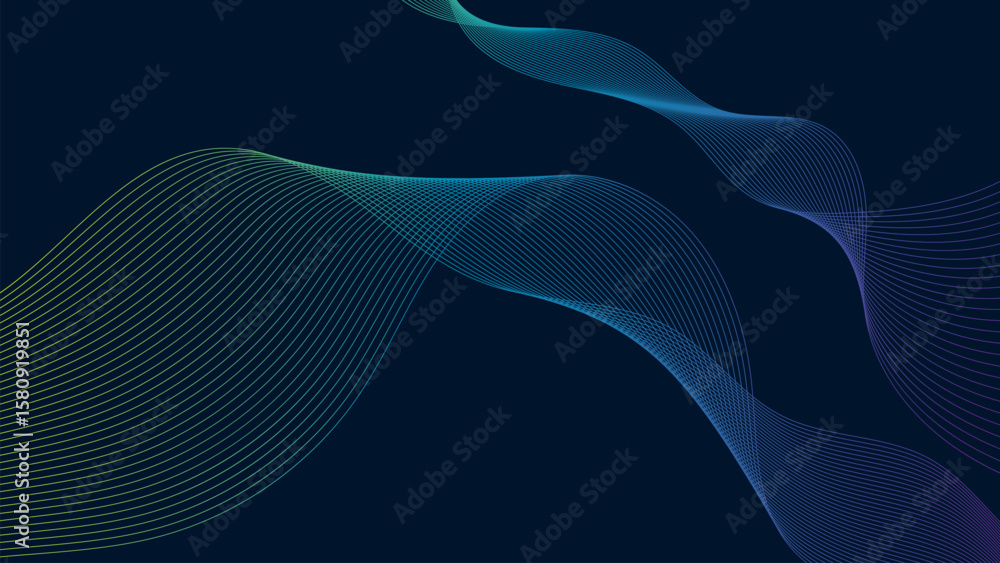 Poster abstract blue wave background with smooth lines and gradient flow