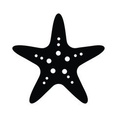 Black starfish with white spots presents a simple yet bold contrast over the scene