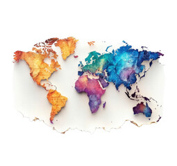 map of the world in a mosaic of harlequin bubbles