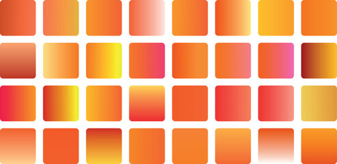 set of colorful orange colour gradient