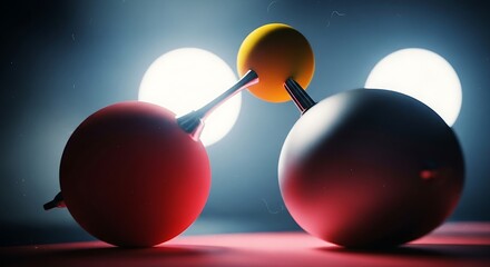 Three-dimensional illustration of atoms bonded together, highlighted by spotlights.
