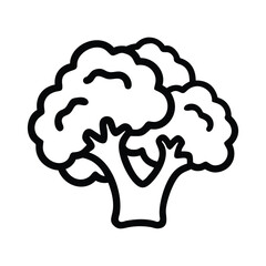 Bold outline depicts a broccoli floret with detailed texture against a transparent background