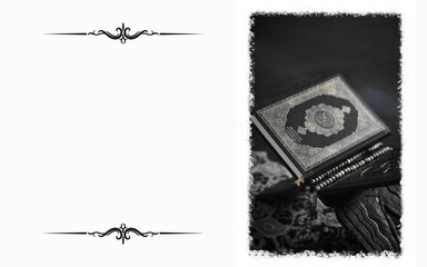 The Holy Quran. Muslims holy book Koran. The Holy Quran with free space