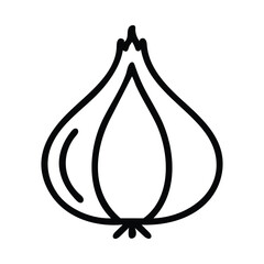 Bold outlines illustrate a fresh garlic clove against a white transparent background