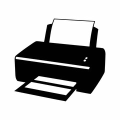 Black and white printer vector illustration for printing documents and office equipment needs