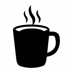 Black coffee mug vector graphic illustration for coffee lovers and cafe design elements use