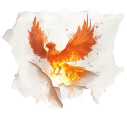 red phoenix in isolated white background