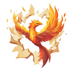 red phoenix in isolated white background