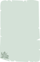  A minimal green notepad page with a decorative flower in the corner, no text or lines, ideal for writing or sketching.