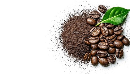 A photostock images of coffee grounds, isolated on white background, High Quality