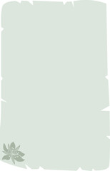 A soft green floral notepad with a blossom design at the bottom left and dotted lines for neat note-taking.