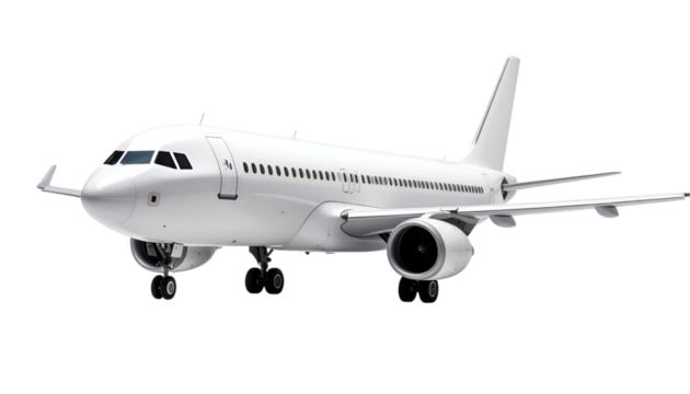 White Airplane on Ground: A pristine white passenger airplane sits on the ground, ready for takeoff or arrival. The image showcases the plane's sleek design and powerful engines.