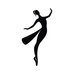 Elegant ballerina silhouette gracefully dances en pointe, showcasing fluid movement with a transparent background