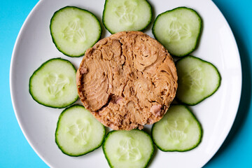 Healthy Tinned Tuna Fish Snack With Cucumber