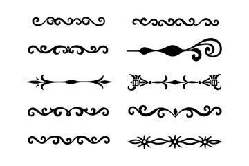 Obraz premium Hand-drawn fleur-de-lis symbol variations in black outline sketch style, Transparent Background