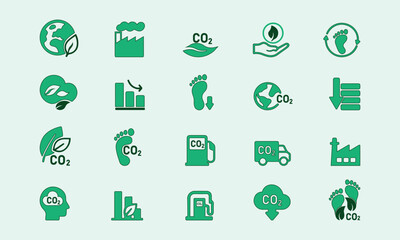 Carbon Footprint and Eco-Friendly Icon Set