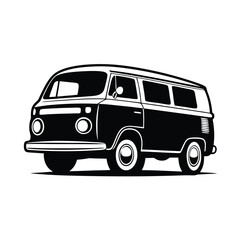 Black silhouette of a vintage camper van vector