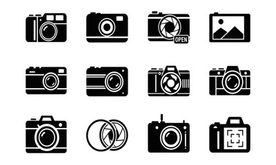 Collection of Camera Silhouettes and Icons | Photography Equipment for Website Graphics and Design Projects