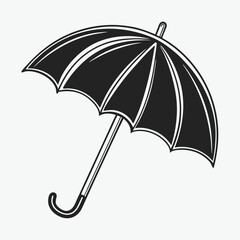Black umbrella simple stroke design white