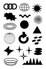 Abstract geometric shape icons with optical illusion and modern design, Transparent Background