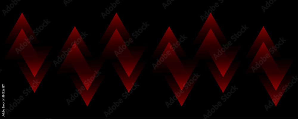 Poster abstract geometric red color overlapping seamless pattern on black background banner design. glowing