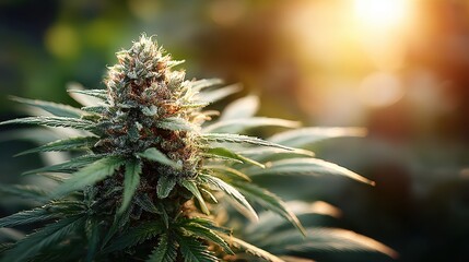 Cannabis Bud in Sunlight: Natural Medicine Close-Up