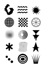 Abstract geometric shape icons with optical illusion and modern design, Transparent Background