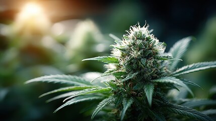 Close-up of Cannabis Bud with Sunlight