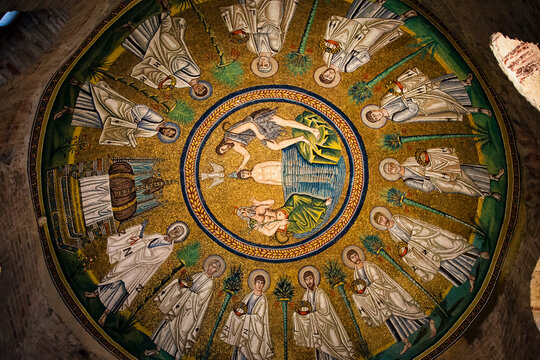 Ceiling in arian baptistery in Ravenna
