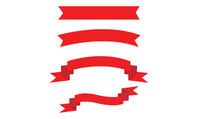 Red banner ribbon strip with bend flat design for print and websites . EPS 10 . Vector Illustration .