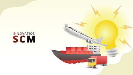 innovation in supply chain management concept. supply chain management isometric 3d style vector illustration