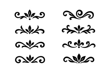 Hand-drawn fleur-de-lis symbol variations in black outline sketch style, Transparent Background