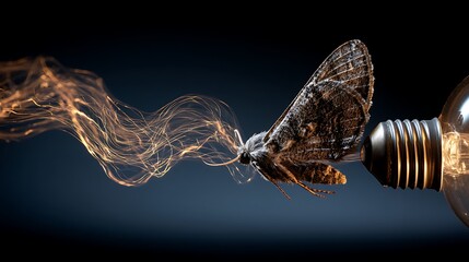 Moth with Lightbulb and Energy Stream