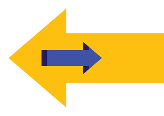 Conceptual color illustration, symbolizing degradation, regression, changing course, returning from the initial goal.