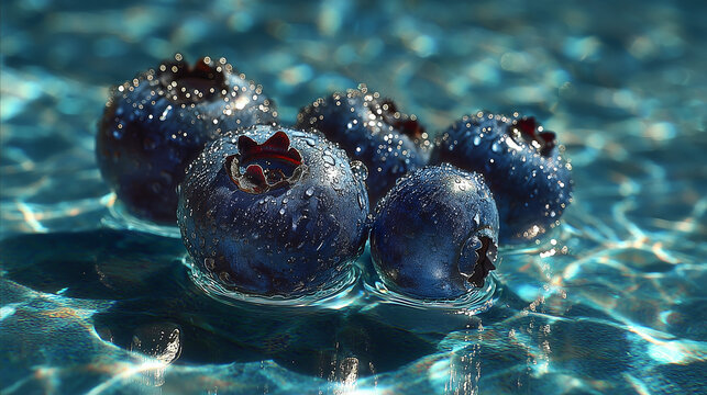Blackberrys floting on the clear water.
