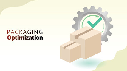 packaging otimization concept. Efficiency in packaging design to reduce costs and environmental impact. supply chain managemnt isometric 3d style vector illustration