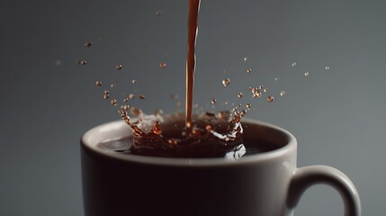 Pouring Hot Drink Into Mug Creates Splash