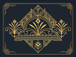 Vintage gold ornate floral border frame vector illustration for card design