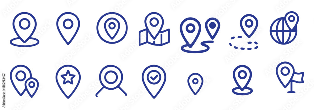 Poster route optimization line icon, route icon between two points with dotted path and location pin. route