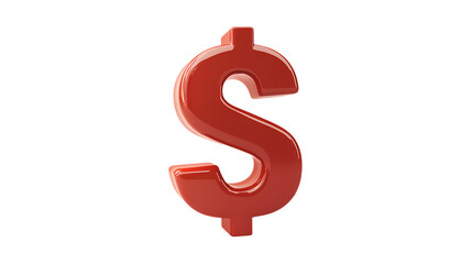 Red dollar sign representing American currency isolated on transparent background
