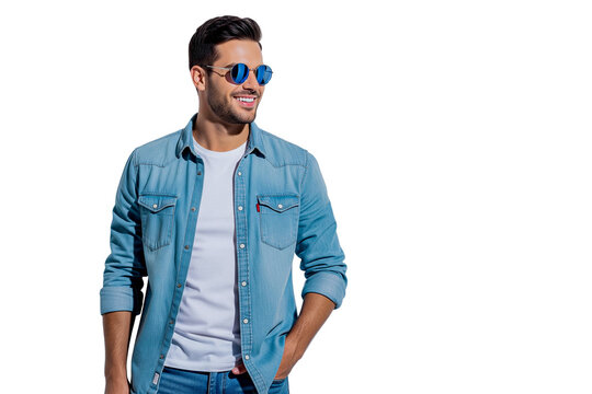 Portrait of handsome man wearing glass isolated on white