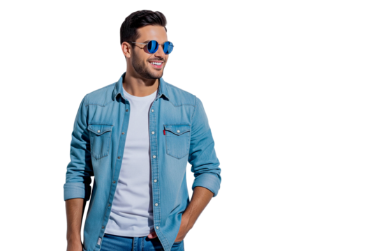 Portrait of handsome man wearing glass isolated on white