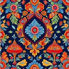 Fototapeta premium Seamless floral pattern: a vintage vector illustration of decorative spring flowers, perfect for textile and fabric design, wallpaper, or any nature-inspired decor