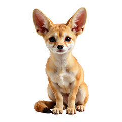 Obraz premium Adorable Fennec Fox Puppy Sitting, Isolated on White Background