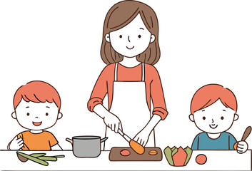 Happy Family Cooking Together in the Kitchen