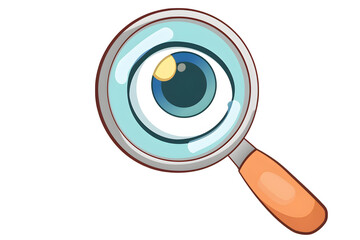 Magnifying Glass with Eye Reflection, isolated on transparent background