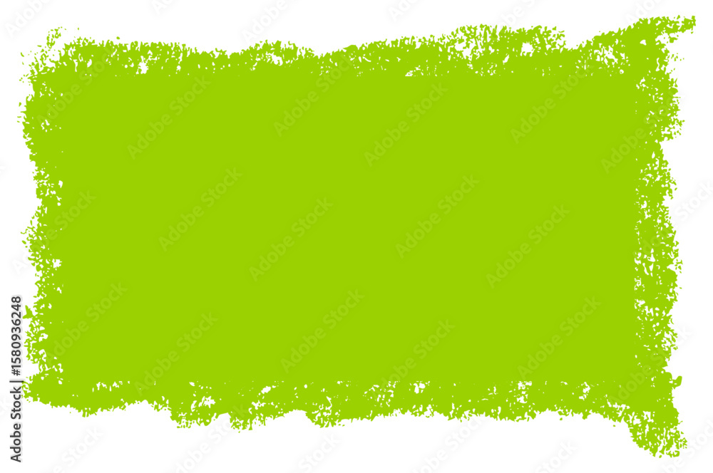 Poster bright green rectangular grunge border with rough brush texture and irregular edges. vector illustra
